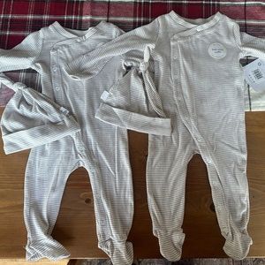 Two Burts bees new footed onesies 0-3 months